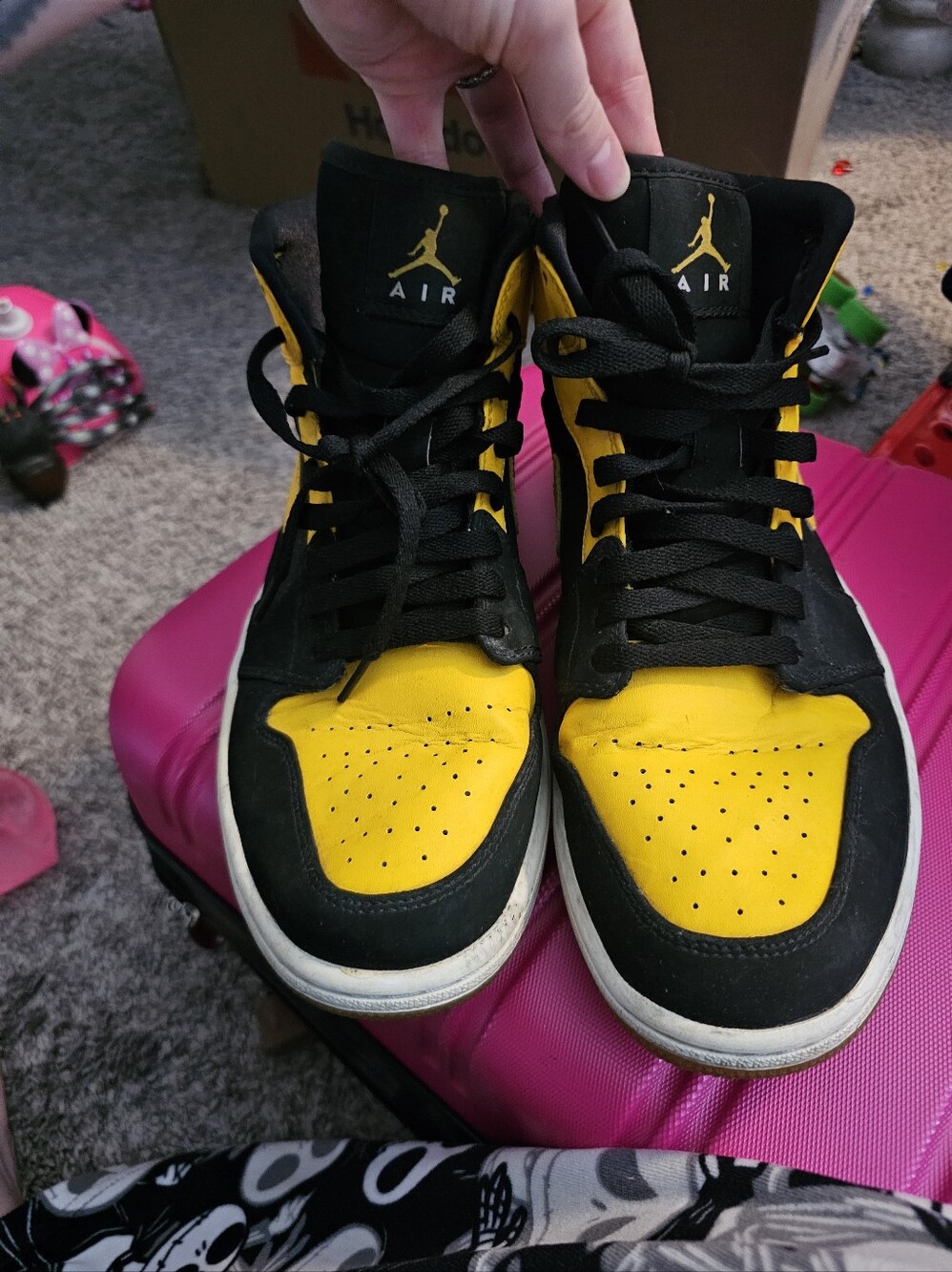 Jordan Men's High-Top Sneakers in Black and Yellow